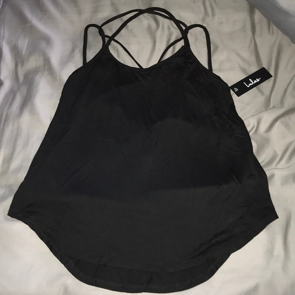Lulus black strappy open back top - M
